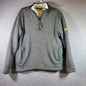 Orvis Men's Sherpa Lined Quarter Zip with Pockets Grey Size Small